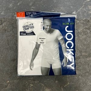 Jockey 100% cotton M v neck t-shirt 2pk